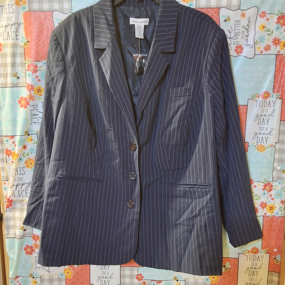 JESSICA LONDON DRESS JACKET STRIPED BLUE AND WHITE